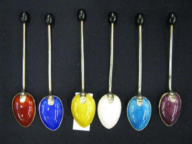 Appraisal: Set of English Sterling Silver Coffee Spoons various colors of