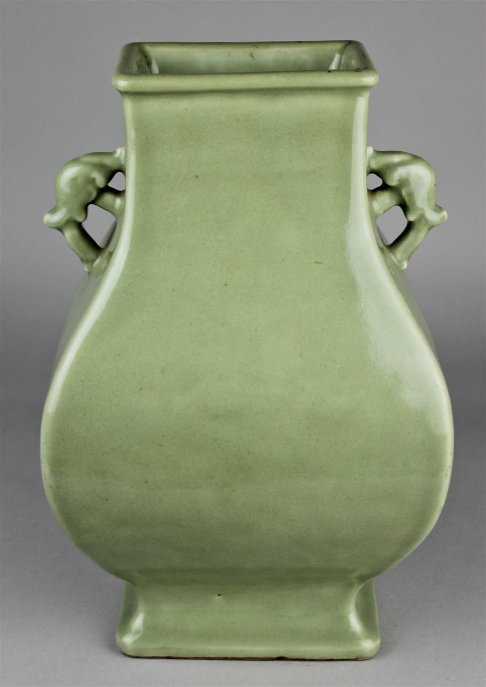 Appraisal: CHINESE CELADON-GLAZED VASE QING DYNASTY LATE TH CENTURY of hu