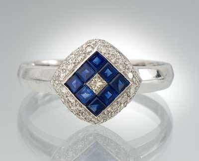 Appraisal: A Ladies' Diamond and Sapphire Ring k white gold ring