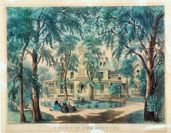 Appraisal: A HOME IN THE COUNTRY BY CURRIER IVES Handcolored lithograph