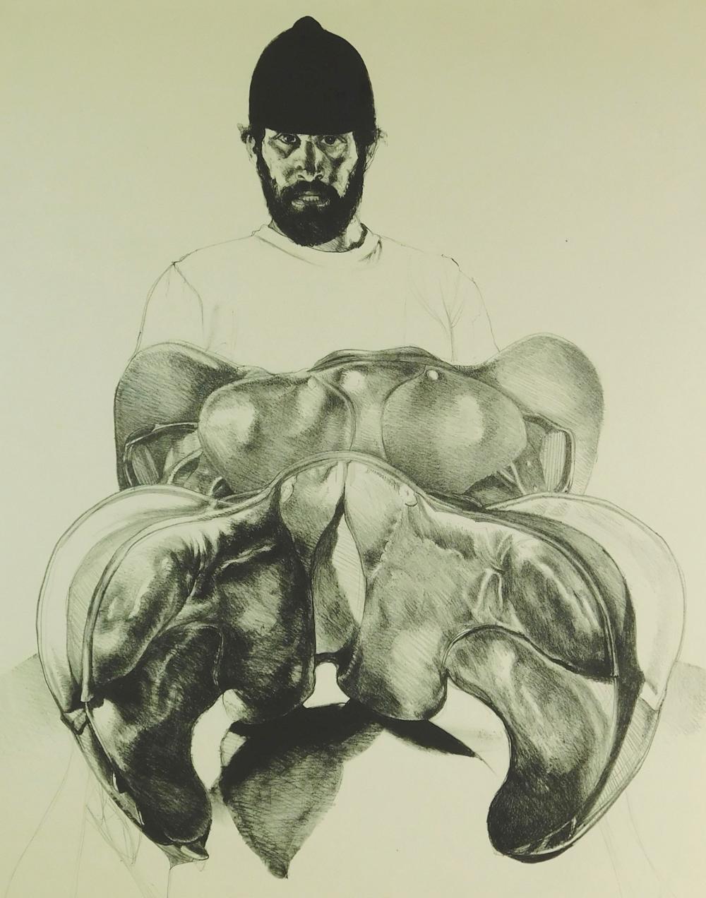 Appraisal: Sigmund Abeles United States b Self-Portrait with Saddles Lithograph Ed