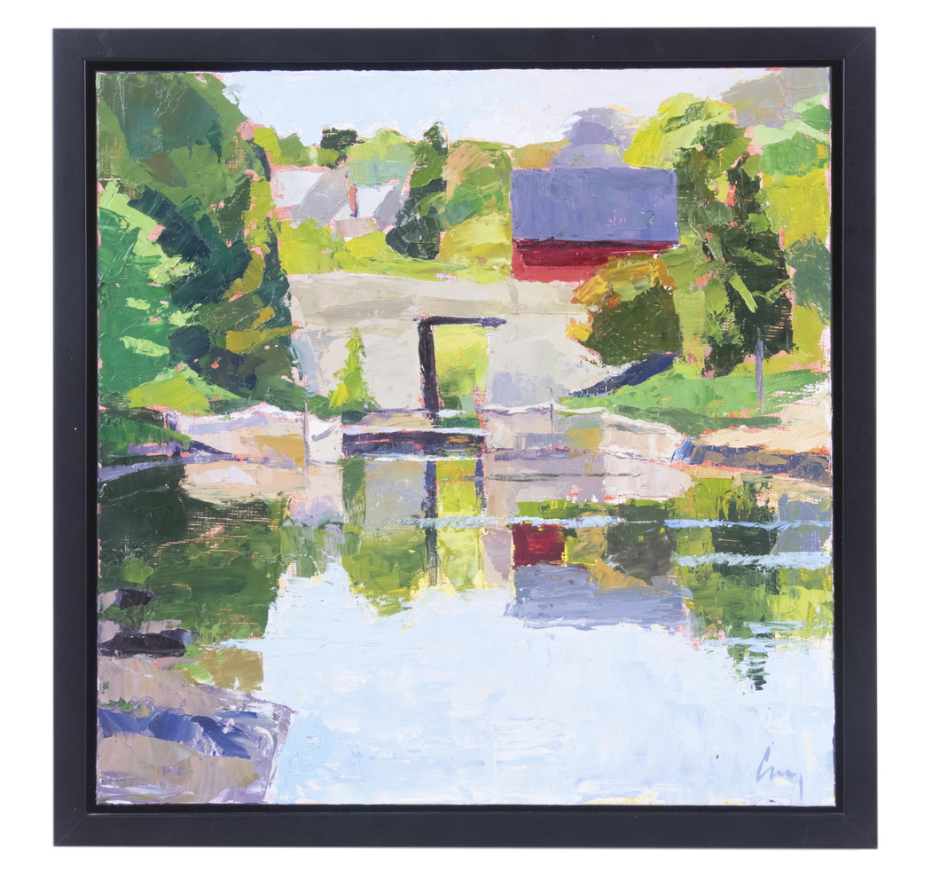 Appraisal: TOM CURRY ME CONTEMPORARY Weirs Mill Pond with Alewife Nets