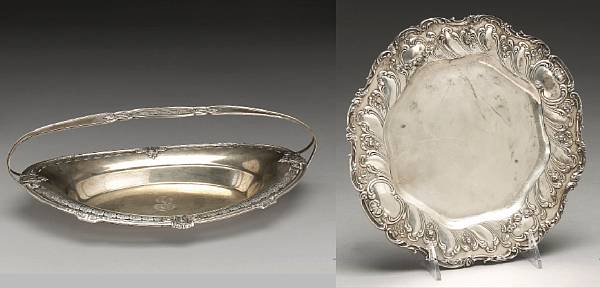 Appraisal: A sterling group of table articles Comprising a bread basket