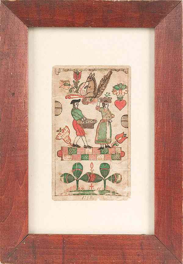 Appraisal: Johannes Mayer Southeastern Pennsylvania active - ink and watercolor fraktur