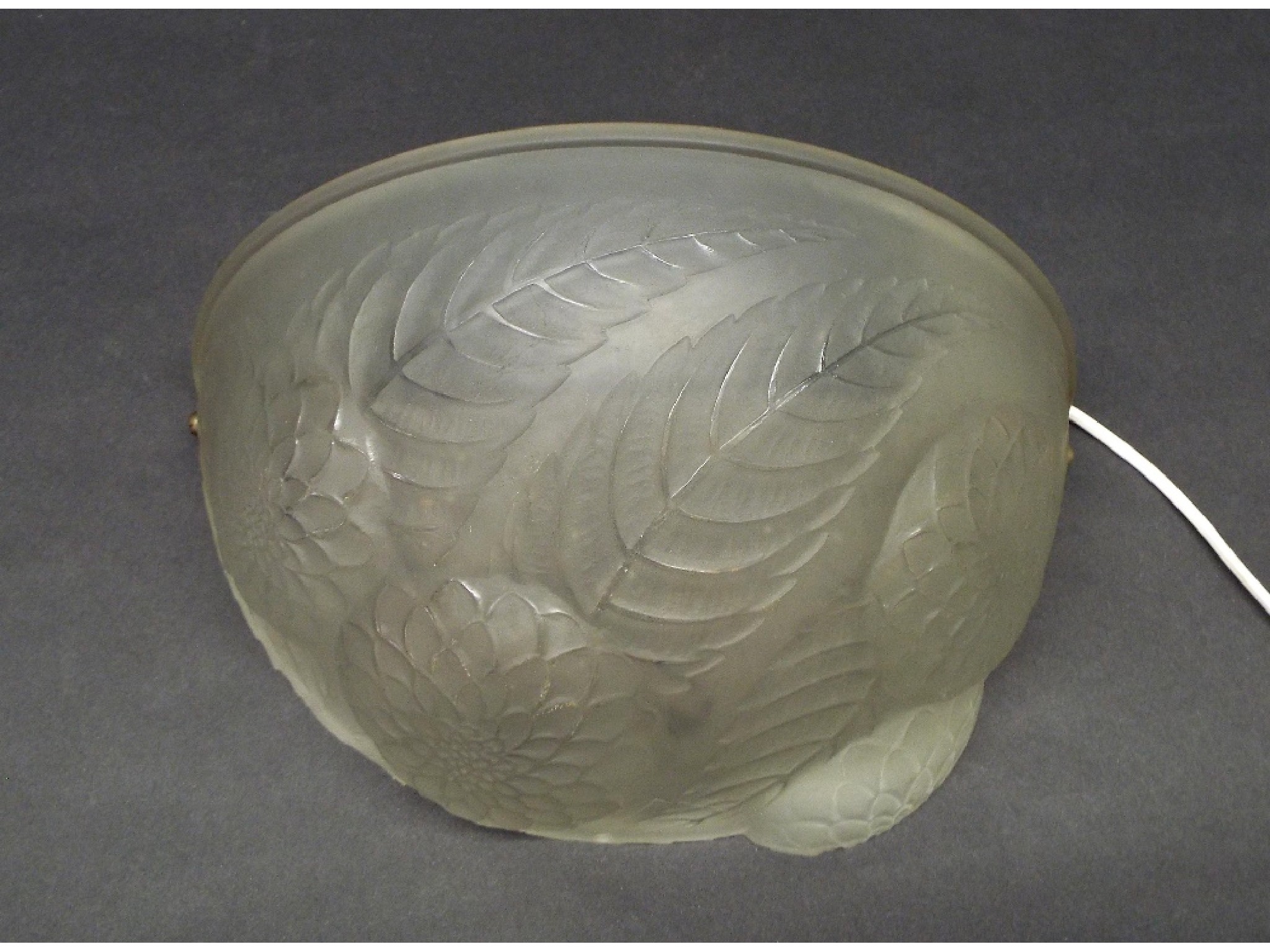 Appraisal: Lalique frosted glass wall light decorated in relief with flowers