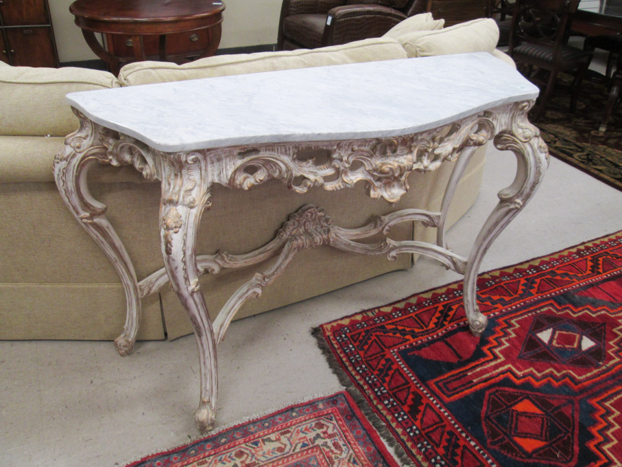 Appraisal: LOUIS XV STYLE MARBLE-TOP CONSOLE TABLE unknown maker th century