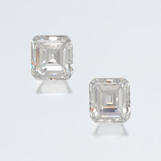 Appraisal: A Carat Pair of Octagonal Step Cut Diamonds A Carat