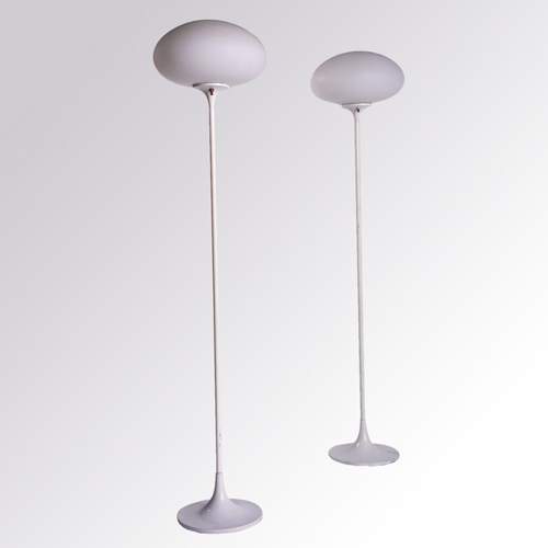 Appraisal: LAUREL Pair of floor lamps with white enameled tubular base