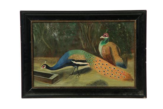 Appraisal: PEACOCKS SIGNED ''W-WEYDEN'' AMERICAN SCHOOL EARLY TH CENTURY Oil on