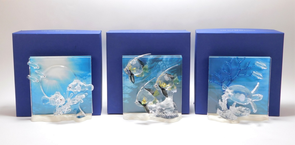 Appraisal: PC SWAROVSKI WONDERS OF THE SEA TRILOGY PLAQUES Austria Circa