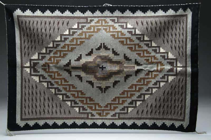 Appraisal: FINE NAVAJO RUG Two gray hills pattern circa mid- th