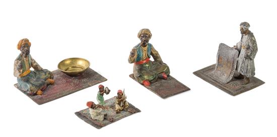 Appraisal: Sale Lot Four Austrian Cold Painted Bronze Figural Groups comprising