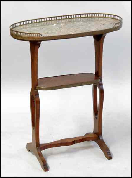 Appraisal: PARQUETRY MARBLE TOP TELEPHONE TABLE H '' W '' D