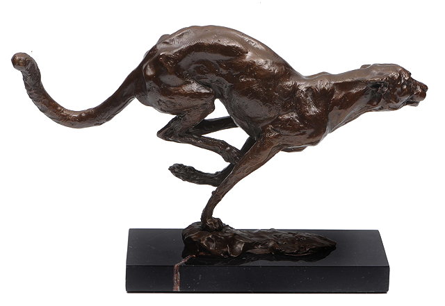 Appraisal: A MODERN BRONZE SCULPTURE OF A CHEETAH running at full