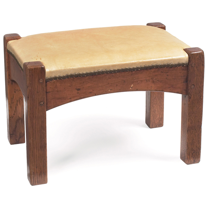 Appraisal: Limbert footstool leather top over arched rails branded signature refinished