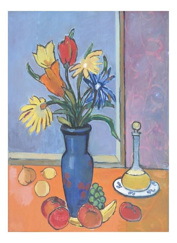 Appraisal: Expressionist Style Floral Still Life Framed Expressionist style floral still