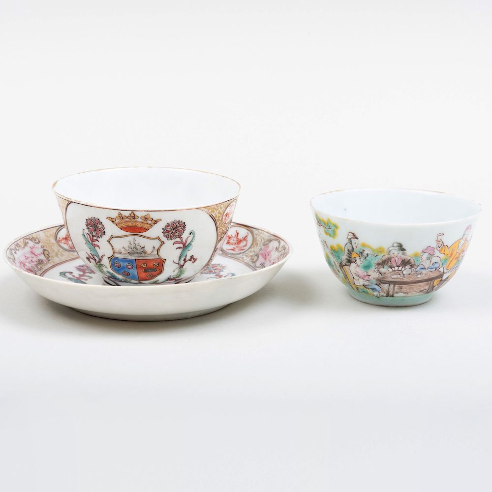 Appraisal: Chinese Export Porcelain Tea Bowl and Saucer and a European