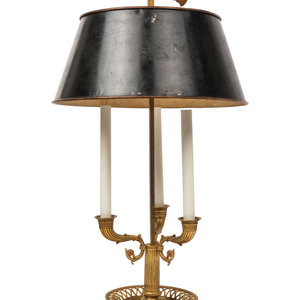 Appraisal: An Empire Style Gilt Bronze Bouillotte Three-Light Lamp Early th