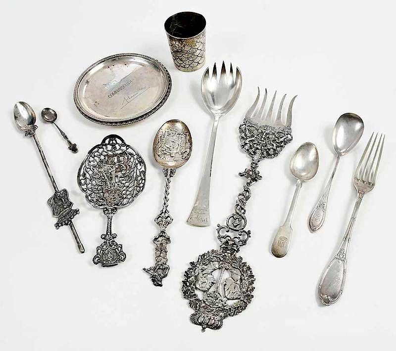 Appraisal: Pieces Continental Silver Flatware th th century including Austria Hungary