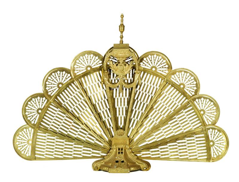 Appraisal: - Brass Fire Screen Fire screen brass with classical medallion