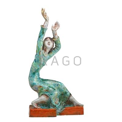 Appraisal: SUSI SINGER - Painted ceramic sculpture of a dancer Austria