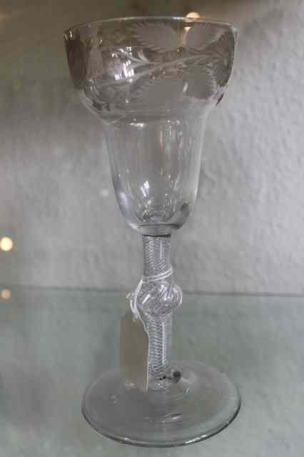 Appraisal: A LARGE WINE GLASS circa with pan top bowl finely