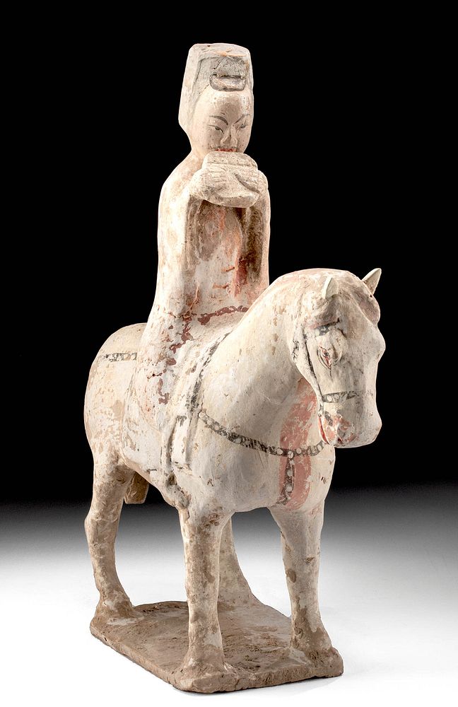 Appraisal: Chinese Tang Dynasty Polychrome Horse and Rider East Asia China