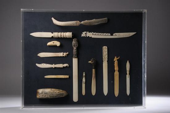 Appraisal: COLLECTION CARVED BONE AND IVORY LETTER OPENERS AND SCRIMSHAW Letter