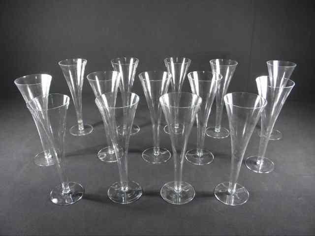 Appraisal: Lot of fourteen fluted crystal champagne stems by Tiffany Co