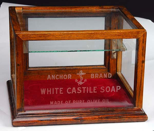 Appraisal: White Castile Soap Display Case Description Etched advertising across front