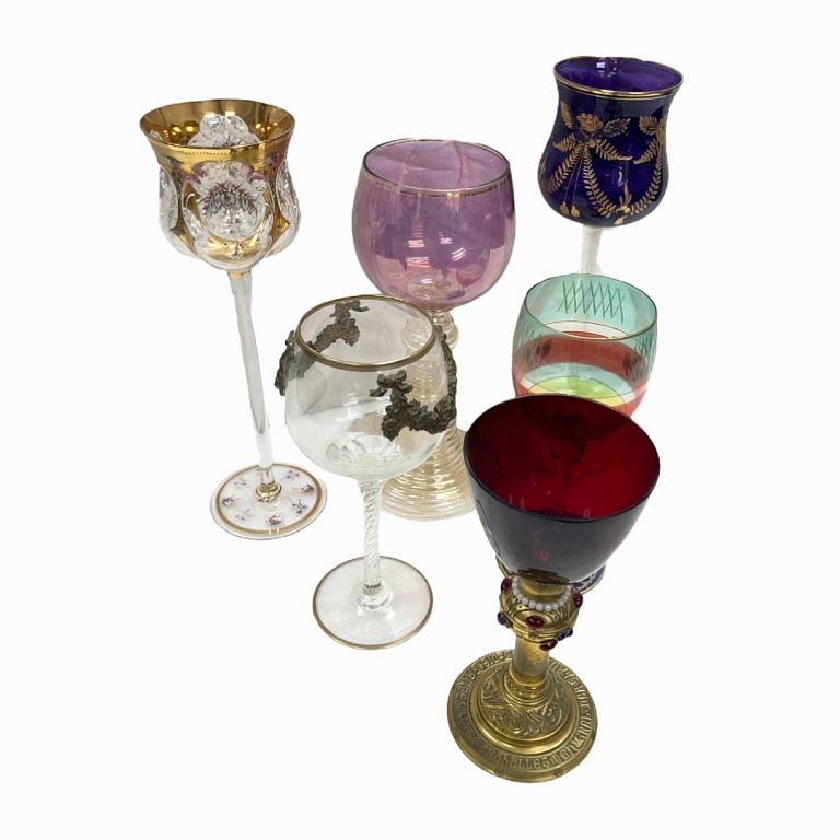 Appraisal: Set of Goblets Antique set of assorted tinted and decorated