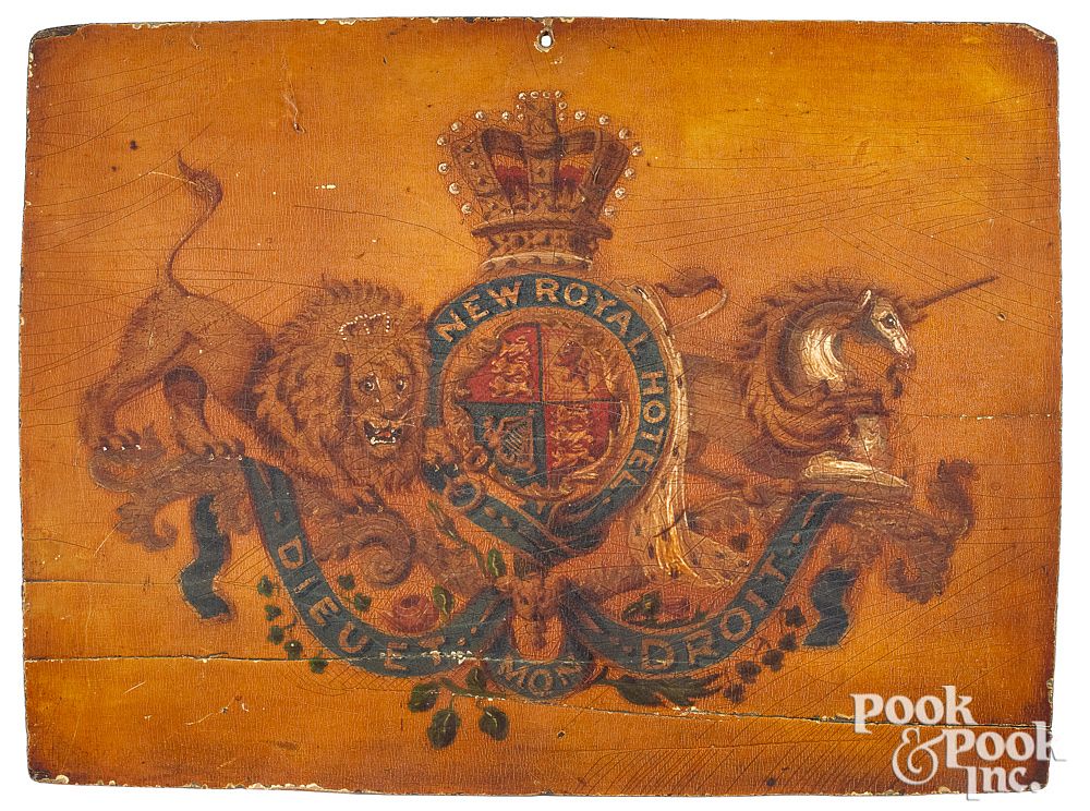 Appraisal: Painted armorial plaque th c for the New Roya Painted