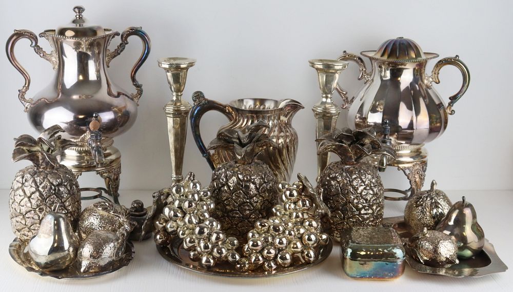 Appraisal: SILVERPLATE Pcs of Silverplate Fruit Includes pieces of apparently unmarked