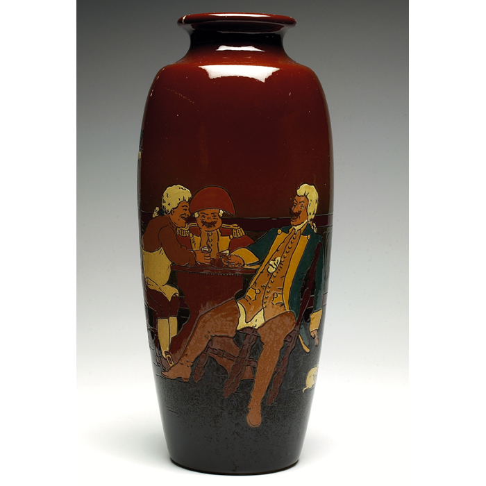 Appraisal: Weller Dickensware vase monumental shape with an incised and painted