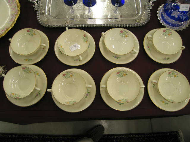 Appraisal: Bavarian Porcelain Cream Soups Saucers elegant floral Lady Hamilton