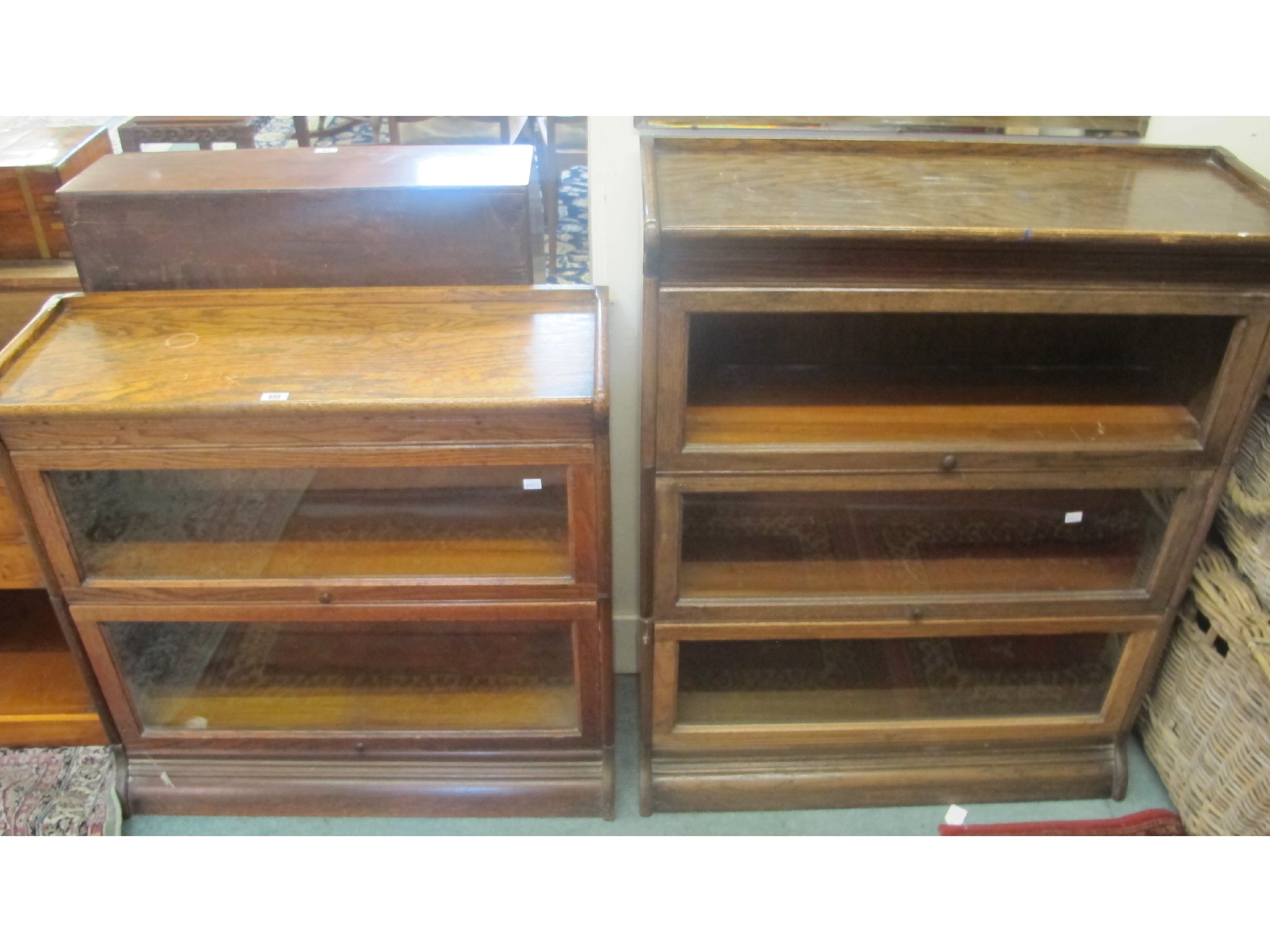 Appraisal: Two oak sectional bookcases