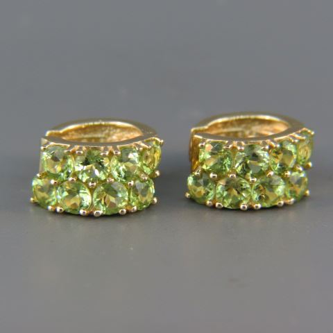 Appraisal: Peridot Diamond Earrings each with round gems totaling carat k