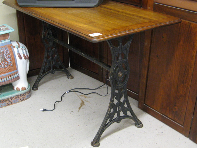 Appraisal: ASH AND CAST IRON WORK TABLE American c having a