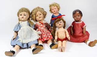 Appraisal: lot of Composition doll group mid century including Shirley Temple