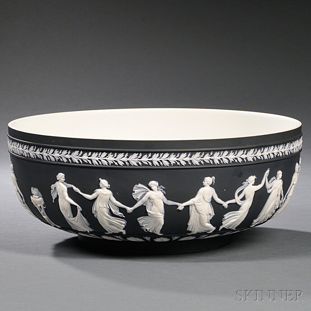 Appraisal: Wedgwood Black Jasper Dip Dancing Hours Bowl England the applied