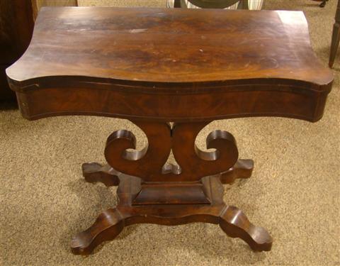 Appraisal: AMERICAN MAHOGANY CLASSICAL CARD TABLE mid- th century the shaped