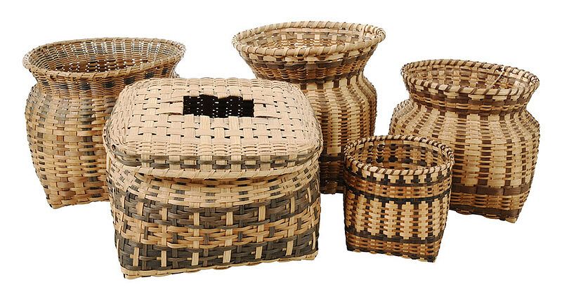 Appraisal: Five Agnes Welch Cherokee Baskets Qualla Boundary North Carolina late