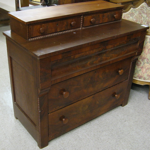 Appraisal: EMPIRE MAHOGANY LOW CHEST OF DRAWERS American mid th century