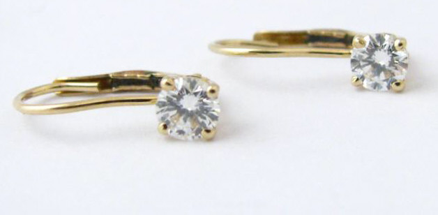 Appraisal: Pair of K yellow gold diamond earrings approximately ct tdw