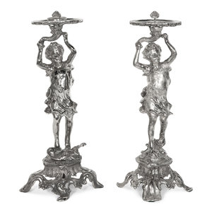 Appraisal: A Pair of Silvered Metal Figures Late th Early th