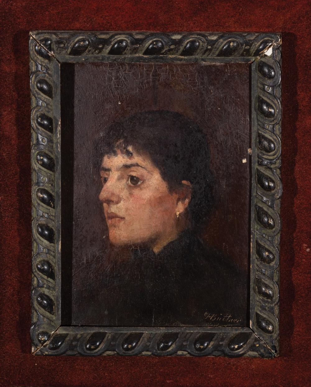 Appraisal: German School Portrait of a Woman oil on panel inscribed