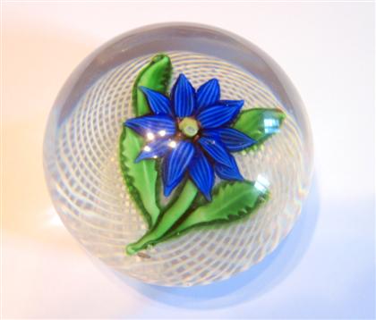 Appraisal: Antique St Louis blue dahlia paperweight With a double row