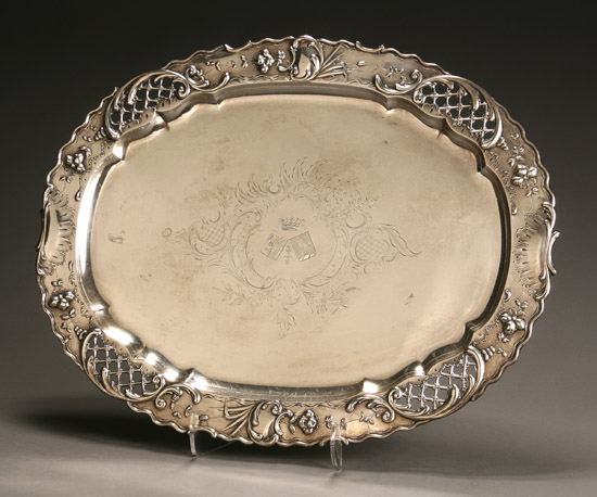 Appraisal: Austro-Hungarian Rococo Style Silver Oval Tray Late th-Early th Century