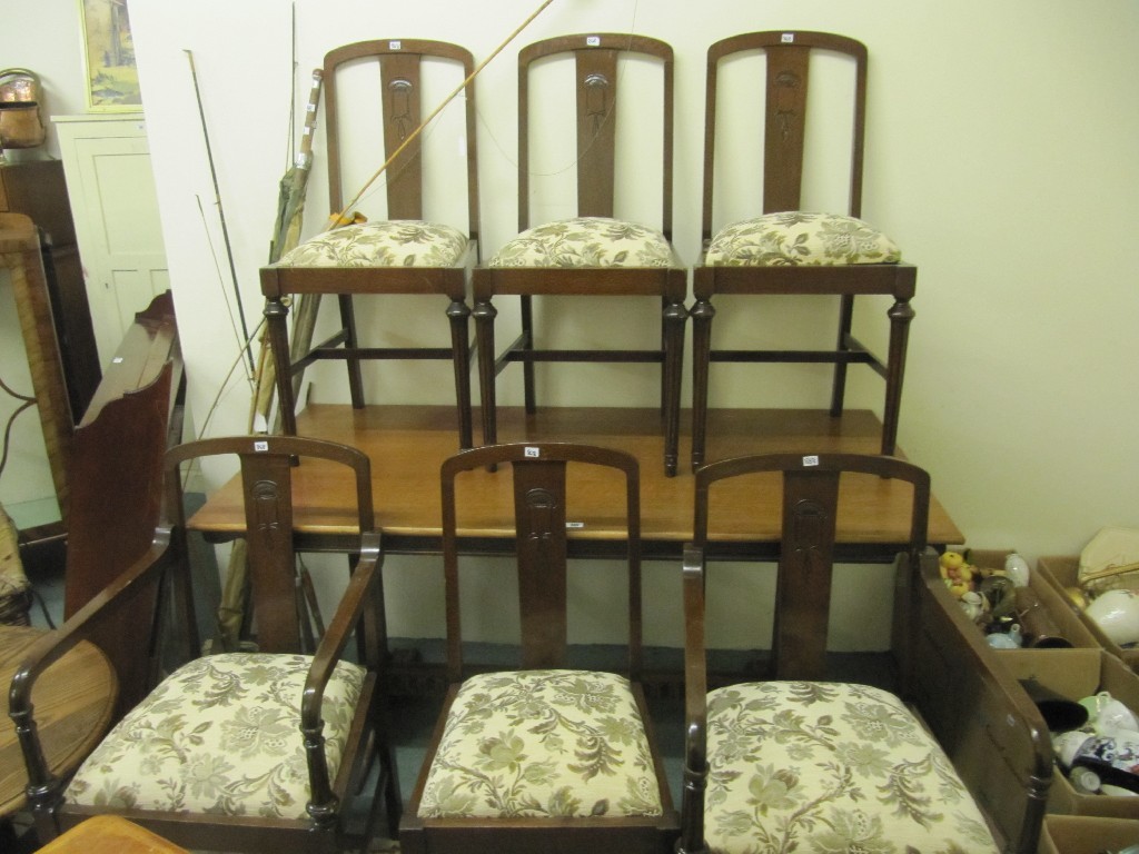 Appraisal: Oak refectory dining table with six oak dining chairs and