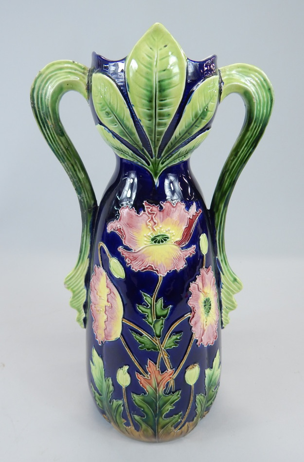 Appraisal: A Continental Art Nouveau style two handled vase decorated in